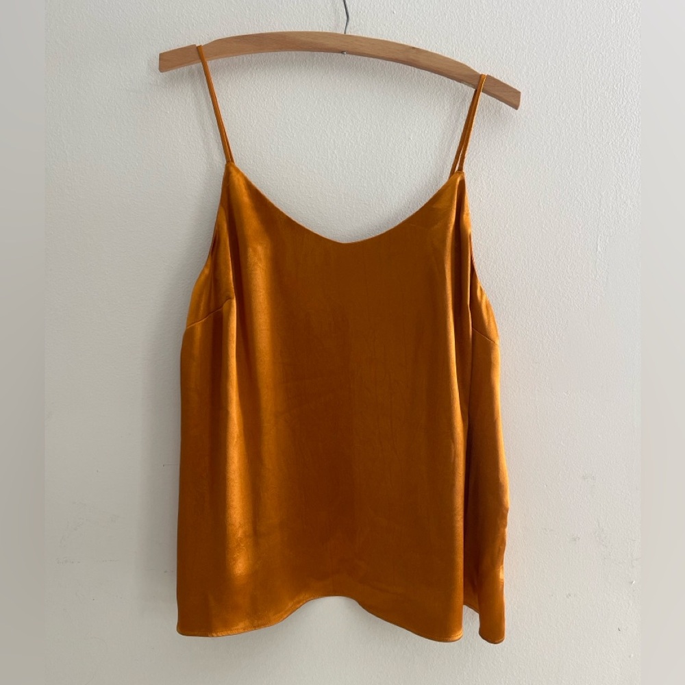 Nine West Mustard Gold Satin Cami Tank Top